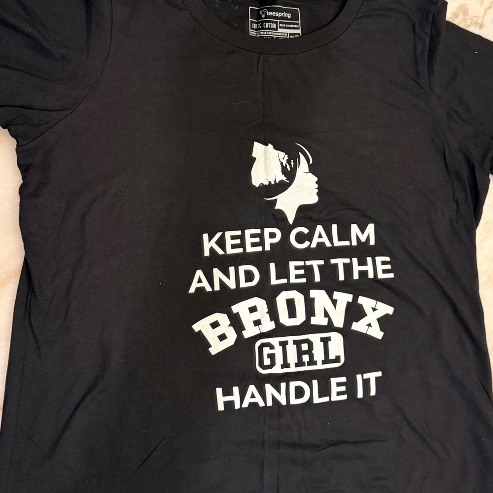 Teespring Black 'Keep Calm Bronx Girl' T-Shirt Size XL